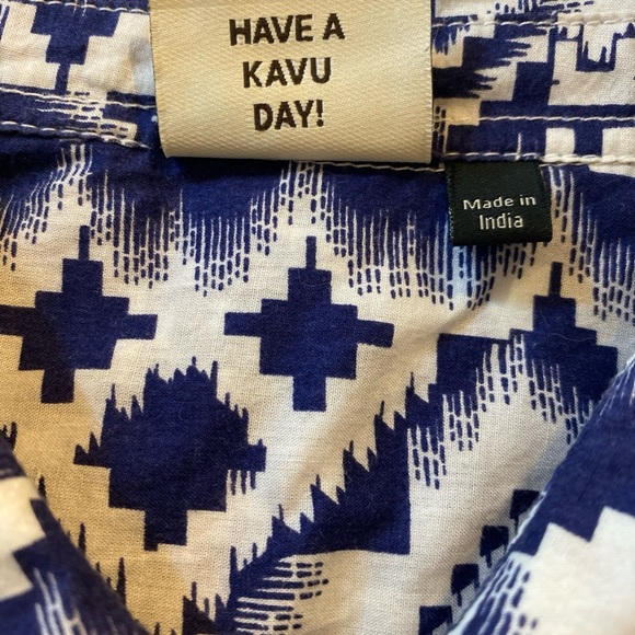 Kavu Navy Blue & White Southwest Print 100% Cotton Blouse - Picture 4 of 5